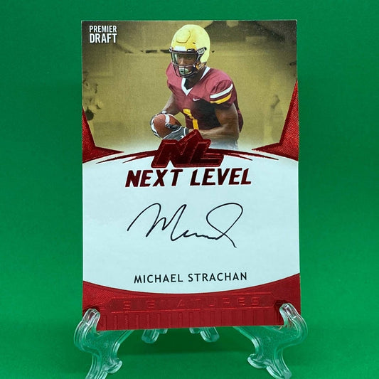 Raw Individual Card: 2021 Hit Premier Draft Low Series Football Next Level Signatures , Red - Michael Strachan Autograph (#21NL-MS) - Hails Mary Cards