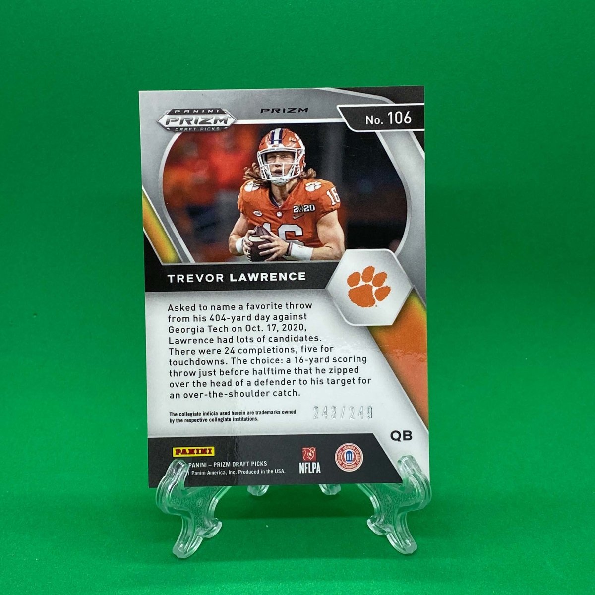 2021 Prizm Draft Picks Base Crusade #161 Trevor Lawrence - Clemson Tigers