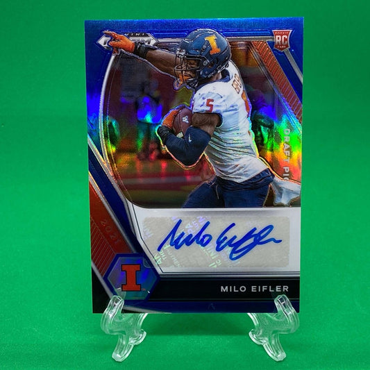 Raw Individual Card: 2021 Prizm Draft Picks Draft Picks Autographs, Blue (#/149) - Milo Eifler Autograph (#DPA-MIL) - Hails Mary Cards